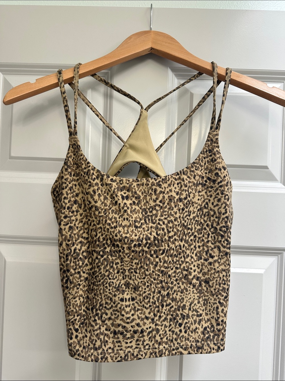 Fabletics Leopard Print Crop Top in Tan and Black